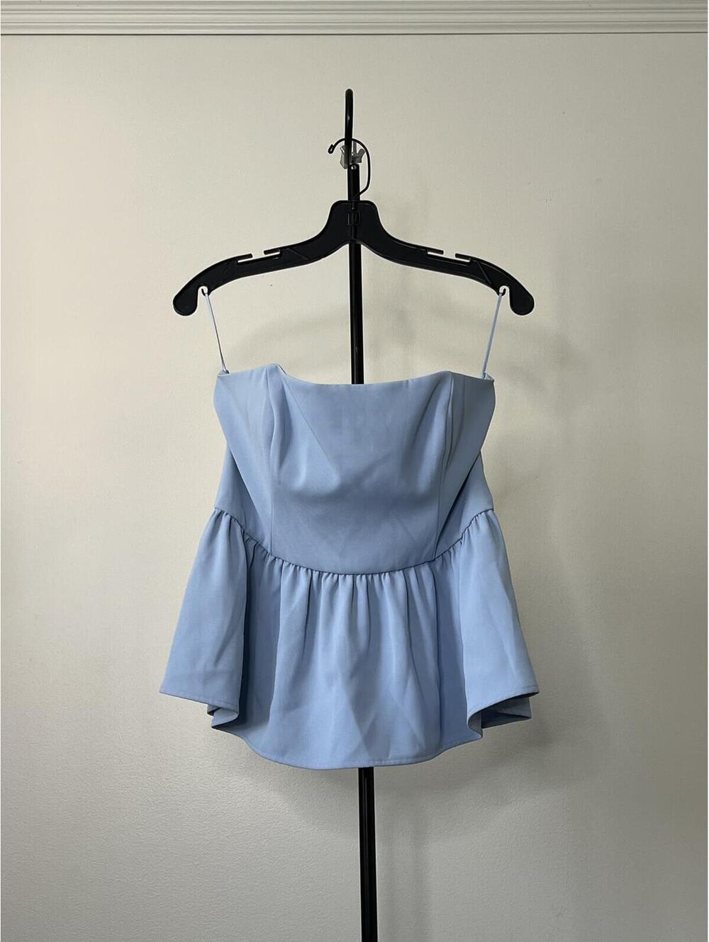 Harry Suiting Strapless Peplum Top French Connection Tops Blue 10